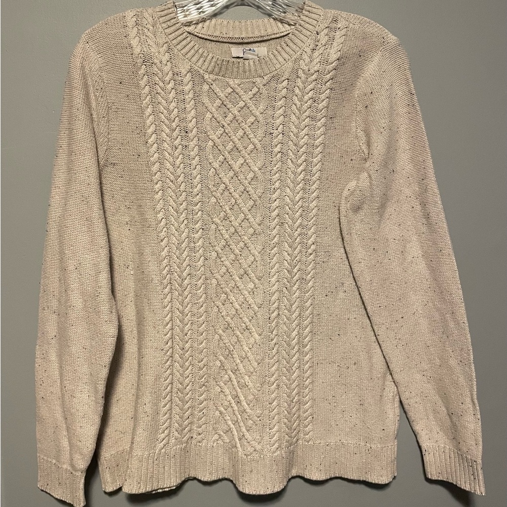 Croft & Barrow Women's Beige Cable Knit Sweater